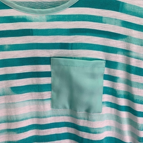 Adrienne Vittadini Green Striped Short Sleeve Tee - Picture 3 of 8